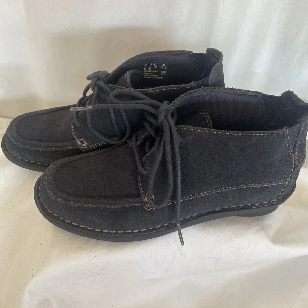 Clarks Womens 15260 Chukka Lace Up Navy Blue Suede Ankle Boots Size 5M 2015‎